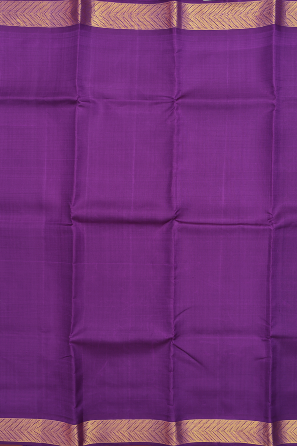 Kanchipuram Silk Saree In Royal Purple With Zari Border