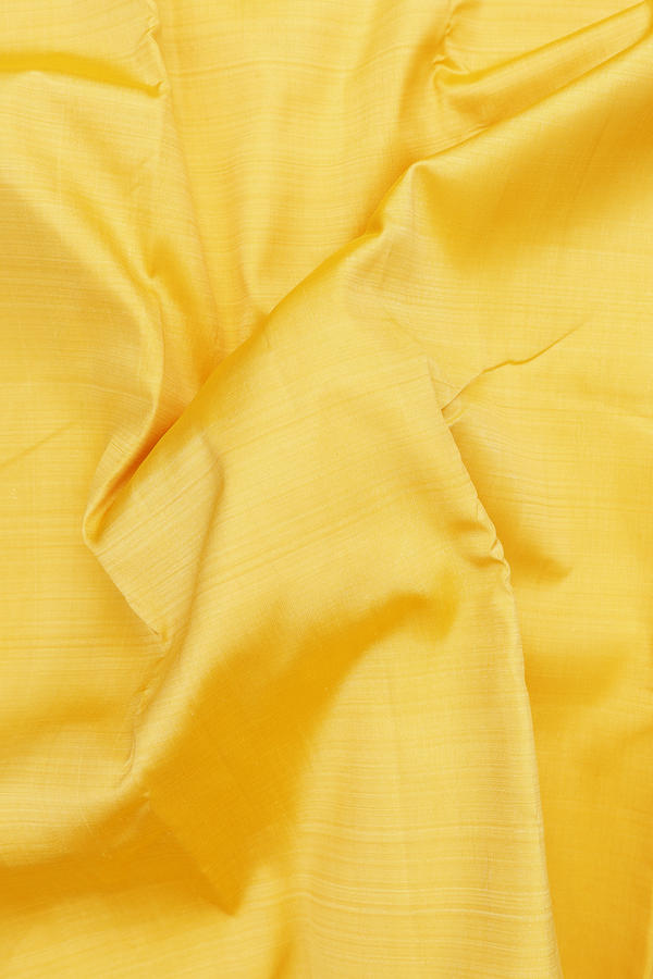 Kanchipuram Silk Saree In Bright Yellow With Zari Border
