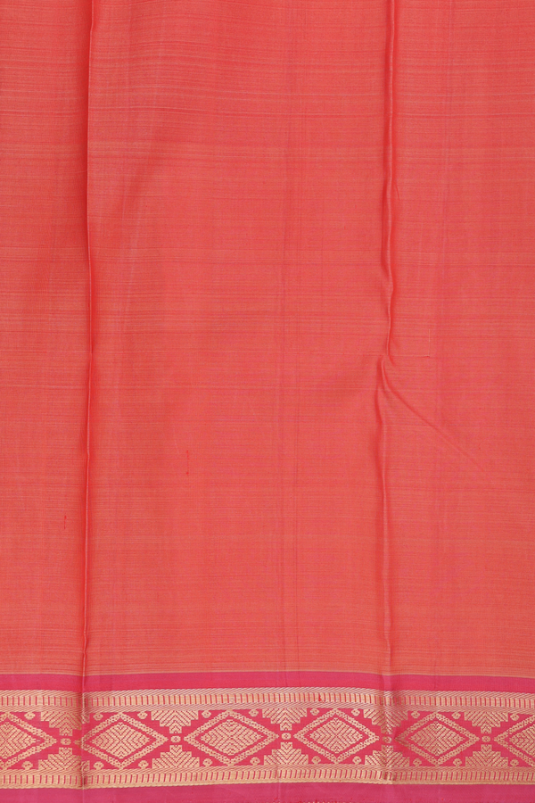 Kanchipuram Silk Saree In Orange With Zari Border