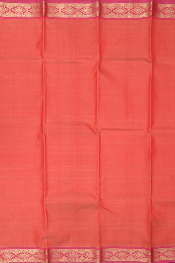 Kanchipuram Silk Saree In Orange With Zari Border