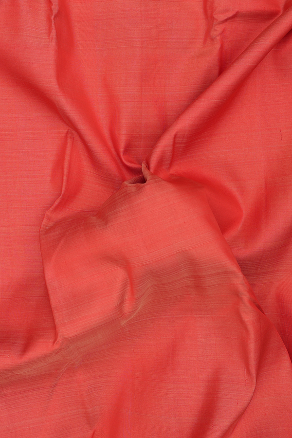 Kanchipuram Silk Saree In Orange With Zari Border