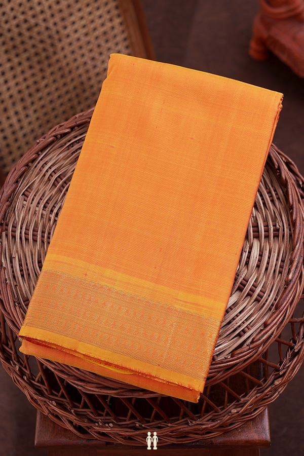 Kanchipuram Silk Saree In Honey Orange With Zari Border