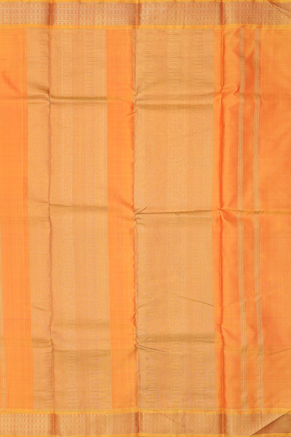 Kanchipuram Silk Saree In Honey Orange With Zari Border