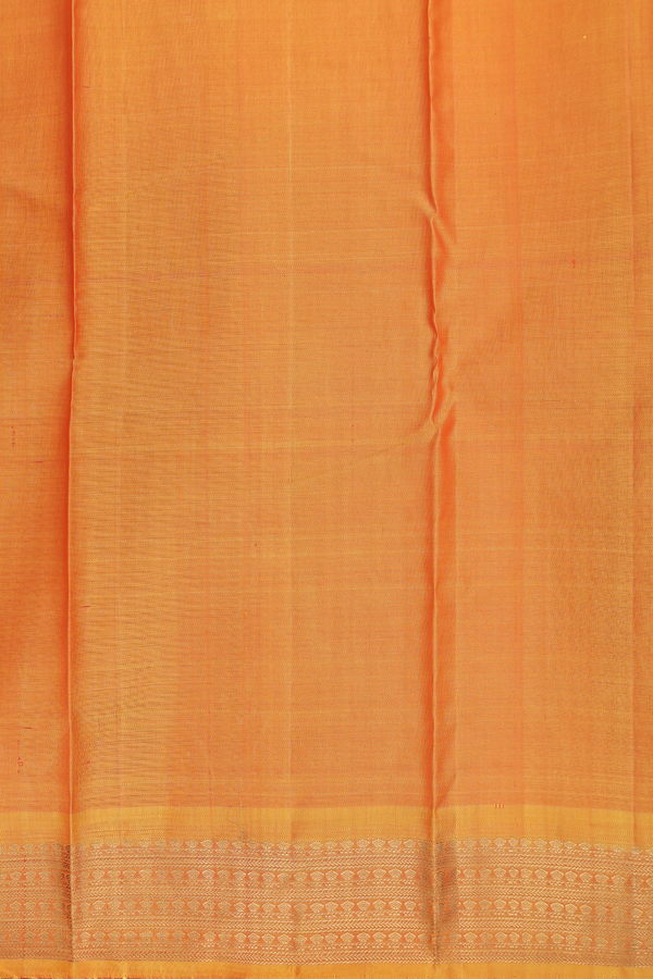 Kanchipuram Silk Saree In Honey Orange With Zari Border