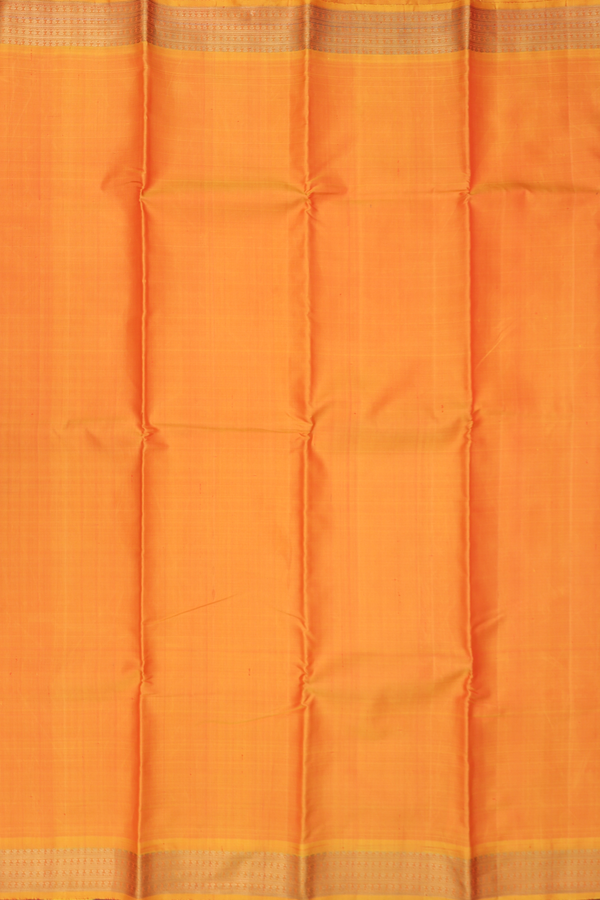 Kanchipuram Silk Saree In Honey Orange With Zari Border