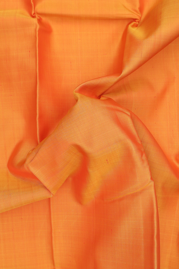 Kanchipuram Silk Saree In Honey Orange With Zari Border