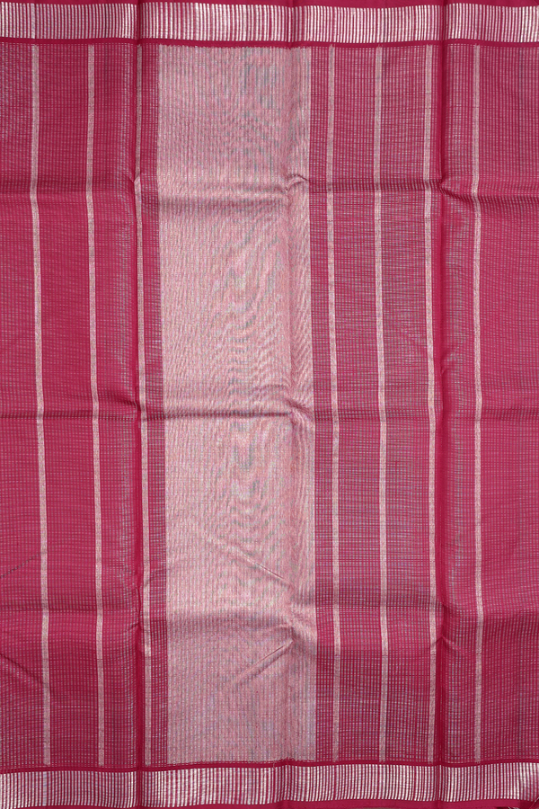 Kanchipuram Silk Saree In Red With Stripes Design