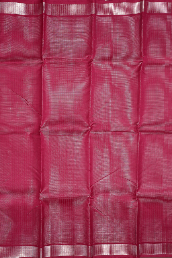 Kanchipuram Silk Saree In Red With Stripes Design