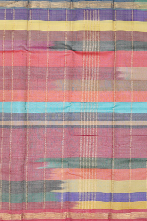 Kanchipuram Silk Saree In Multicolor With Stripes Design