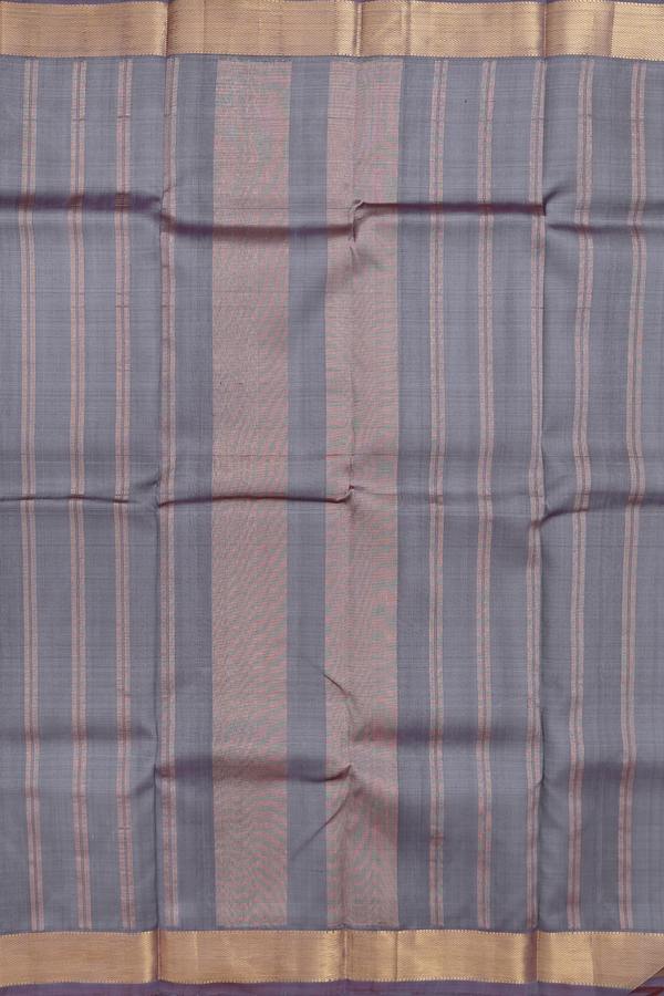 Kanchipuram Silk Saree In Grey With Twill Weave Border