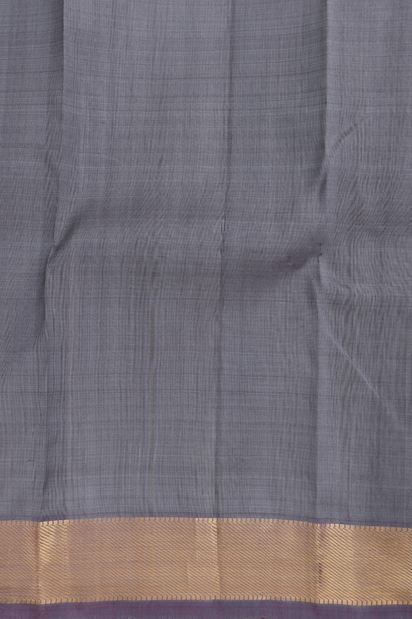 Kanchipuram Silk Saree In Grey With Twill Weave Border