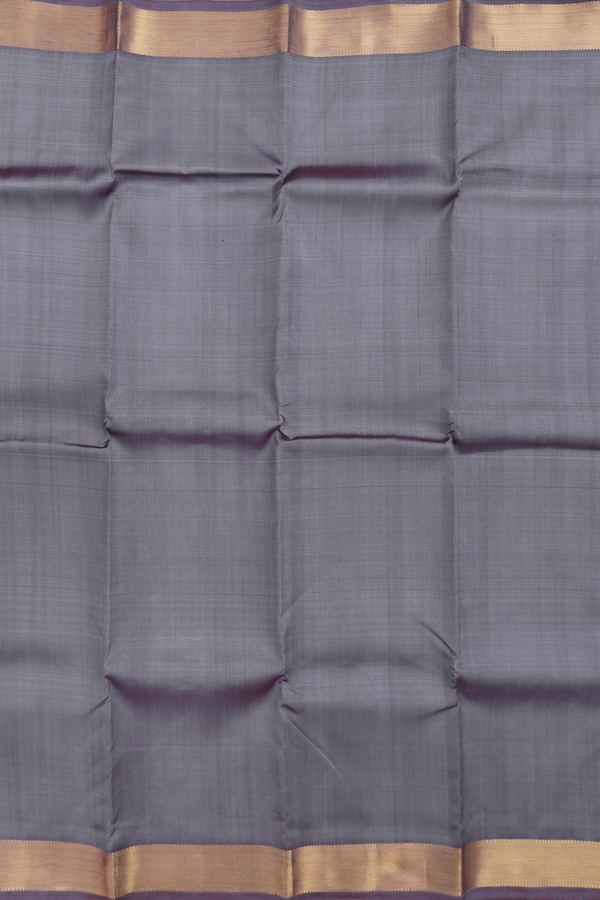 Kanchipuram Silk Saree In Grey With Twill Weave Border