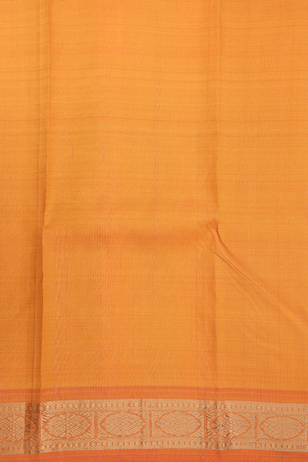 Kanchipuram Silk Saree In Royal Orange With Zari  Border