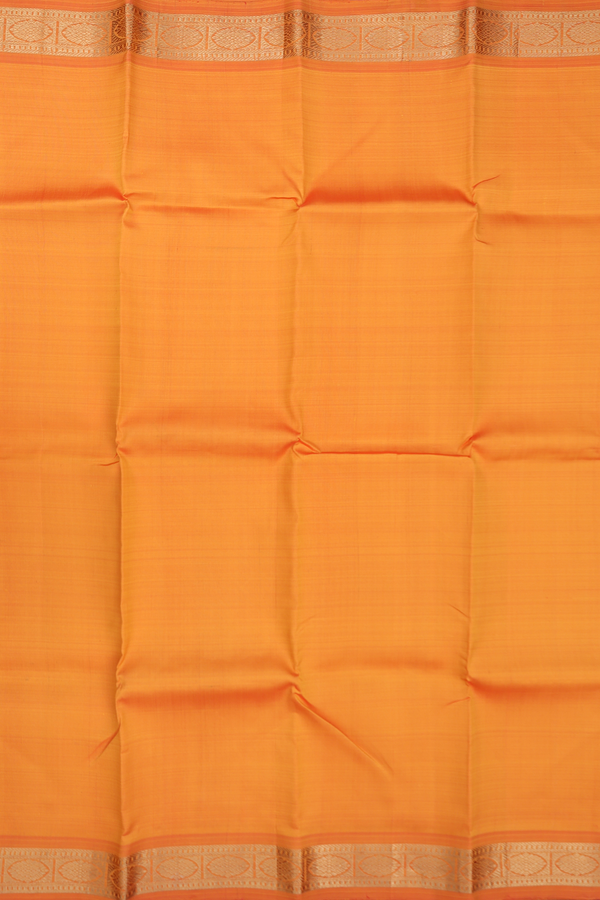 Kanchipuram Silk Saree In Royal Orange With Zari  Border