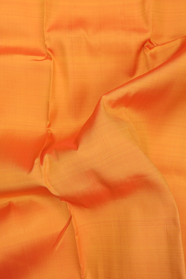 Kanchipuram Silk Saree In Royal Orange With Zari  Border