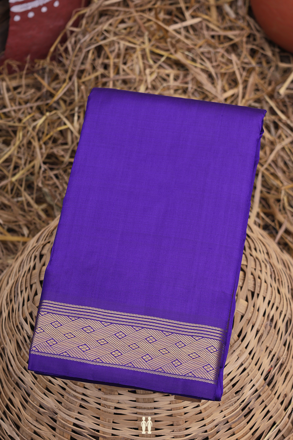 Kanchipuram Silk Saree In Royal Purple With Contrast Border