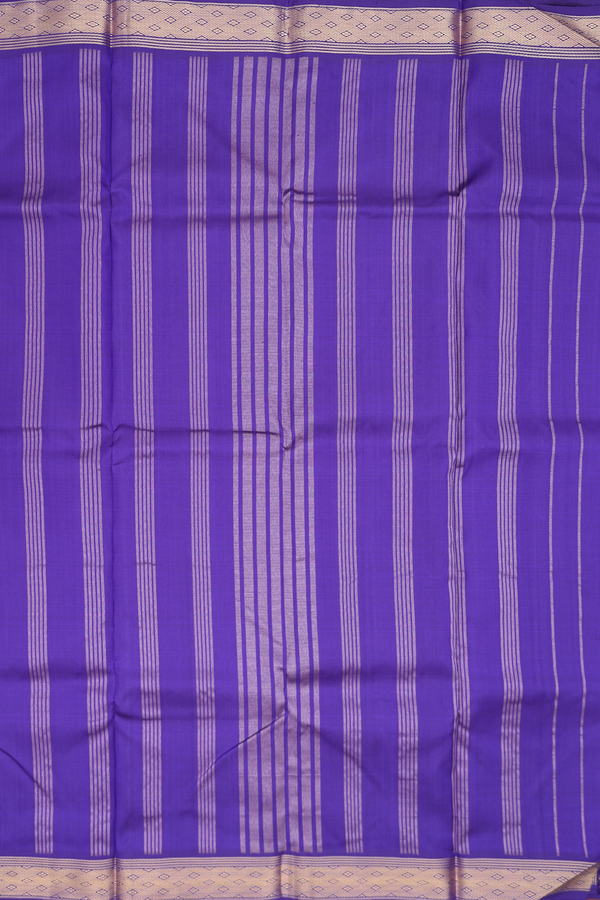 Kanchipuram Silk Saree In Royal Purple With Contrast Border