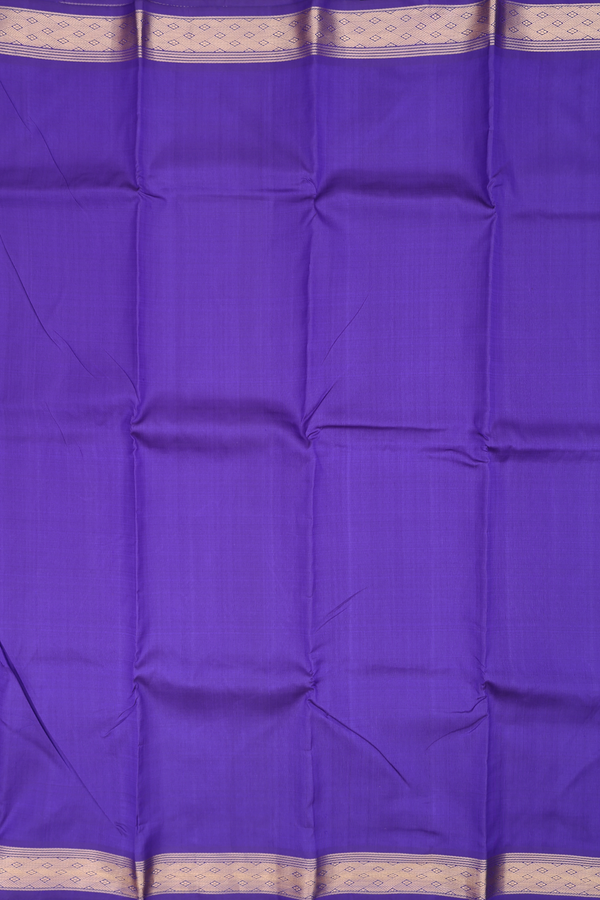 Kanchipuram Silk Saree In Royal Purple With Contrast Border