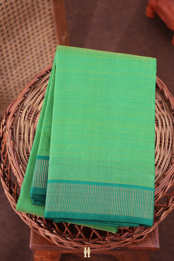 Kanchipuram Silk Saree In Fern Green With Stripes Design