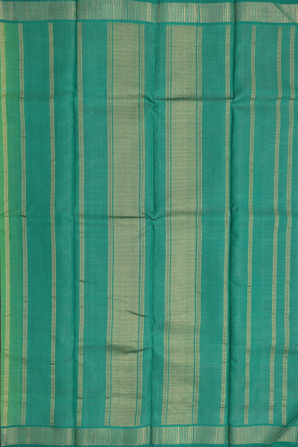 Kanchipuram Silk Saree In Fern Green With Stripes Design