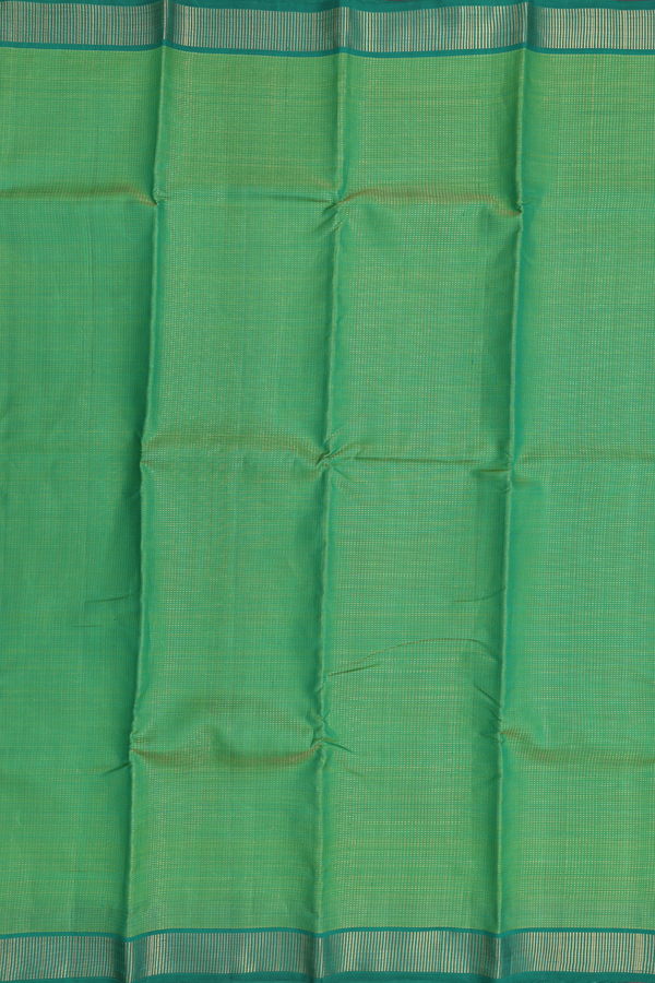 Kanchipuram Silk Saree In Fern Green With Stripes Design