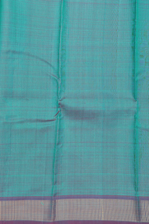 Kanchipuram Silk Saree In Teal Blue With Stripes Design