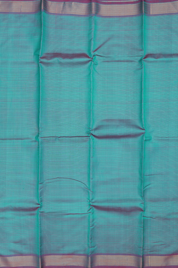 Kanchipuram Silk Saree In Teal Blue With Stripes Design