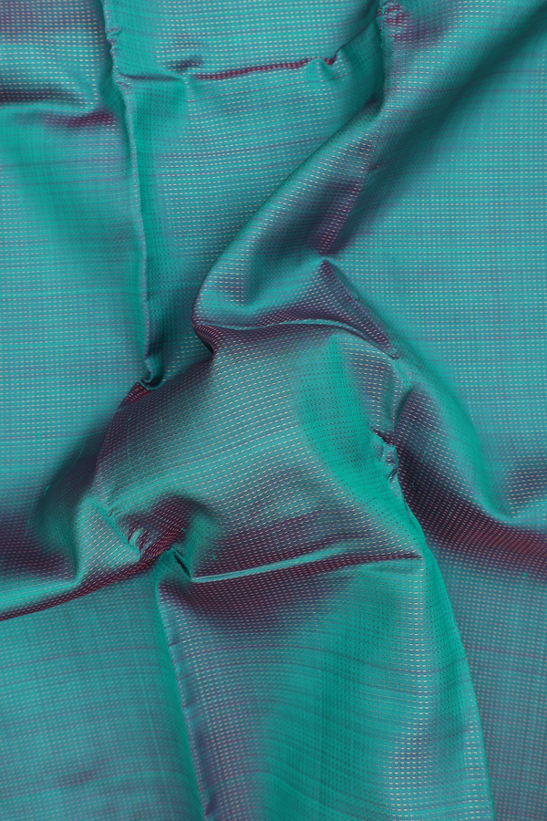 Kanchipuram Silk Saree In Teal Blue With Stripes Design
