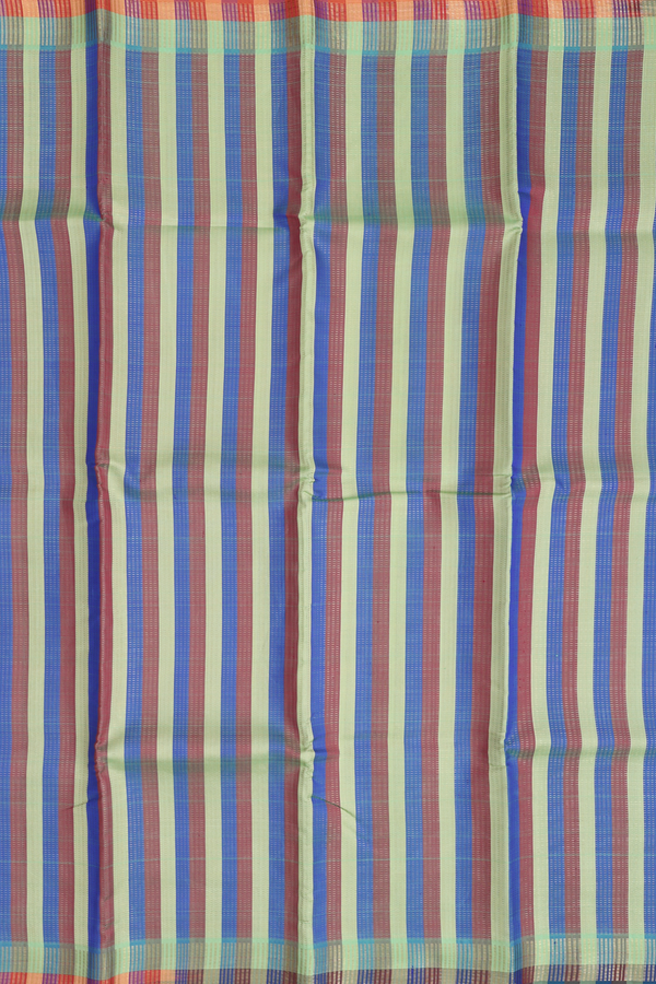 Kanchipuram Silk Saree In Multicolor With Stripes Design
