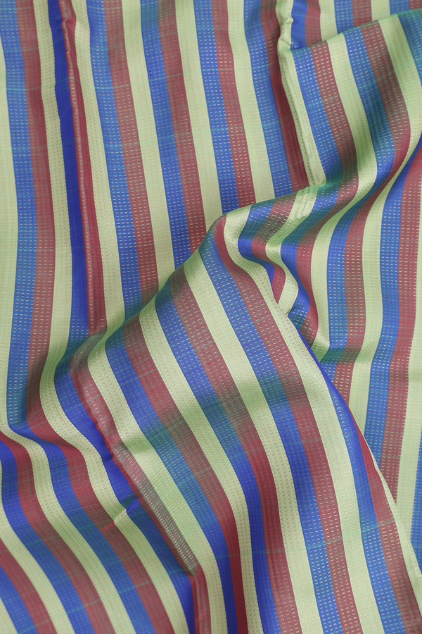 Kanchipuram Silk Saree In Multicolor With Stripes Design