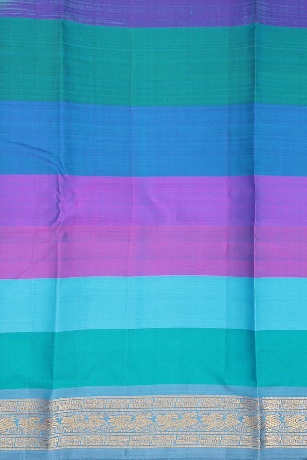 Kanchipuram Silk Saree In Multicolor With Stripes Design