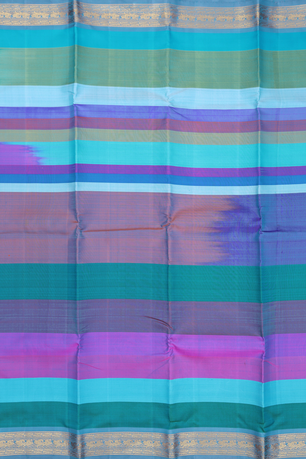 Kanchipuram Silk Saree In Multicolor With Stripes Design