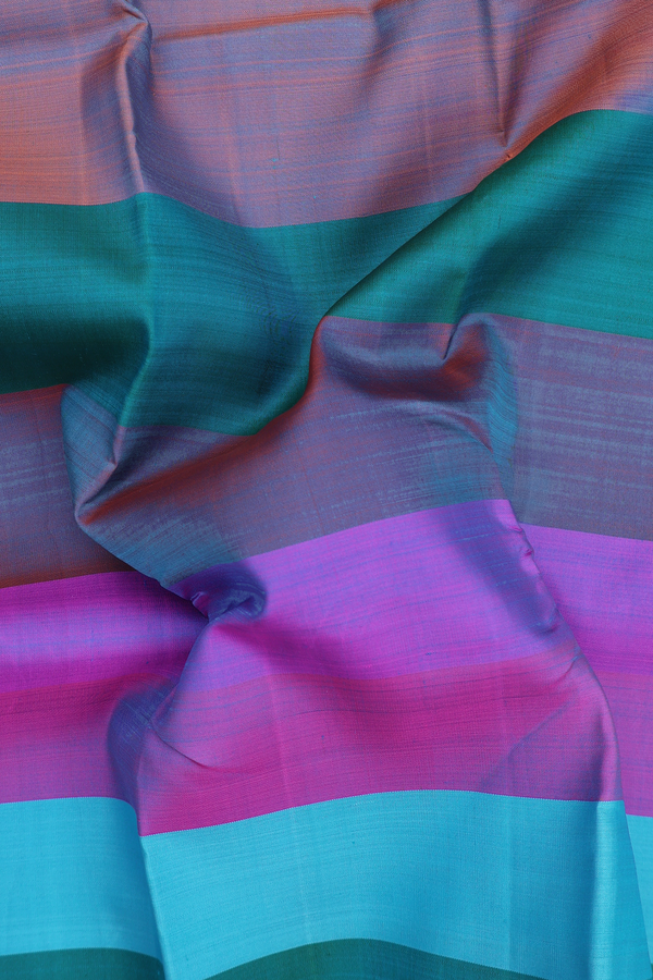 Kanchipuram Silk Saree In Multicolor With Stripes Design