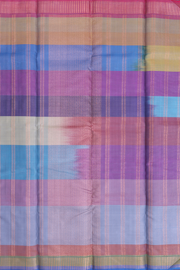 Kanchipuram Silk Saree In Multicolor With Stripes Design