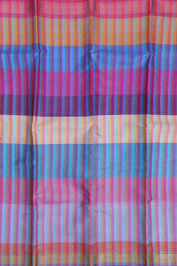 Kanchipuram Silk Saree In Multicolor With Stripes Design