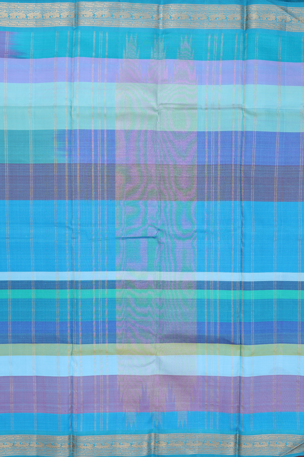 Kanchipuram Silk Saree In Multicolor With Stripes Design