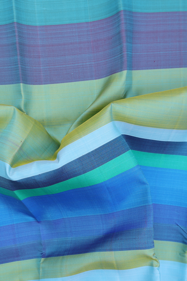 Kanchipuram Silk Saree In Multicolor With Stripes Design