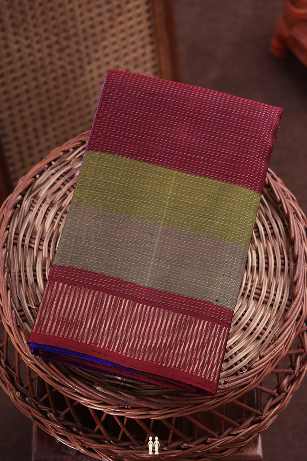 Kanchipuram Silk Saree In Multicolor With Stripes Design