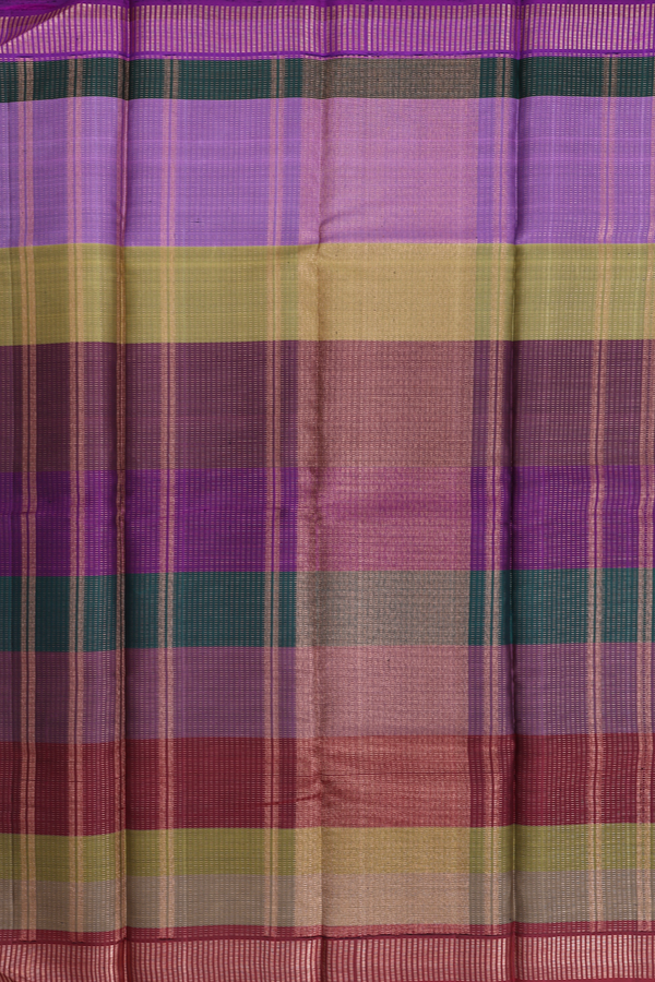 Kanchipuram Silk Saree In Multicolor With Stripes Design