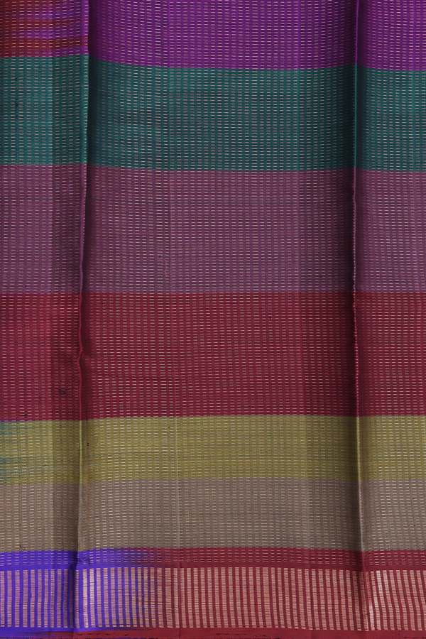 Kanchipuram Silk Saree In Multicolor With Stripes Design