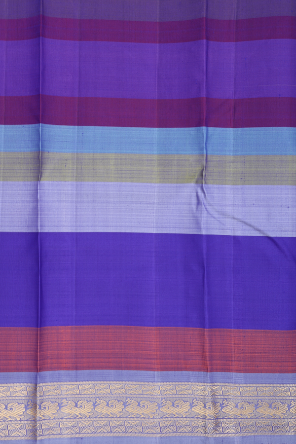 Kanchipuram Silk Saree In Multicolor With Stripes Design