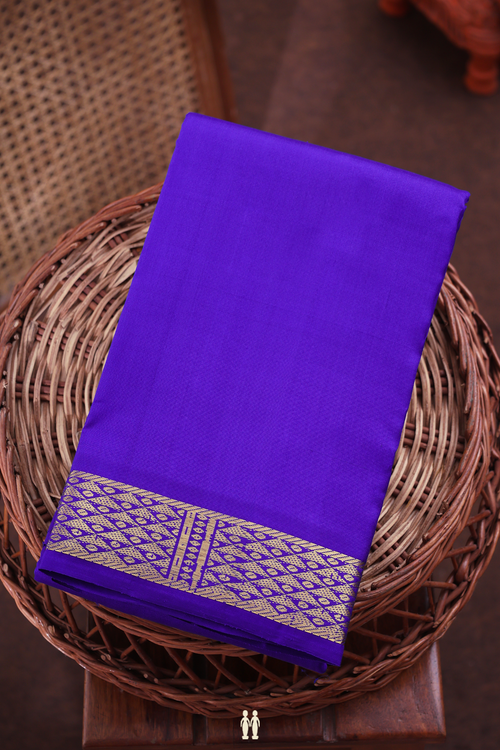 Kanchipuram Silk Saree In Royal Blue With Zari Border