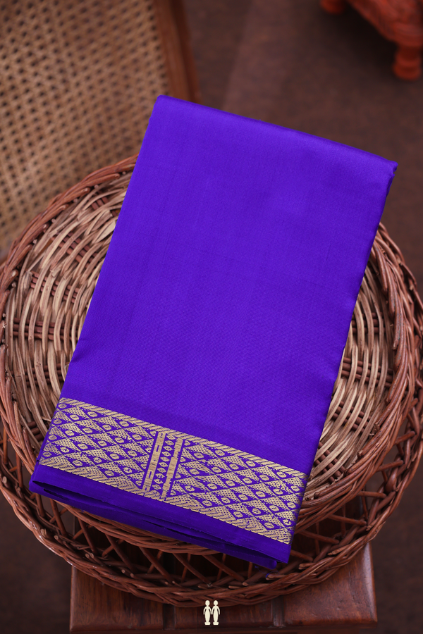 Kanchipuram Silk Saree In Royal Blue With Zari Border