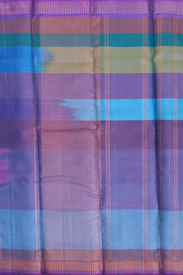 Kanchipuram Silk Saree In Multicolor With Stripes Design