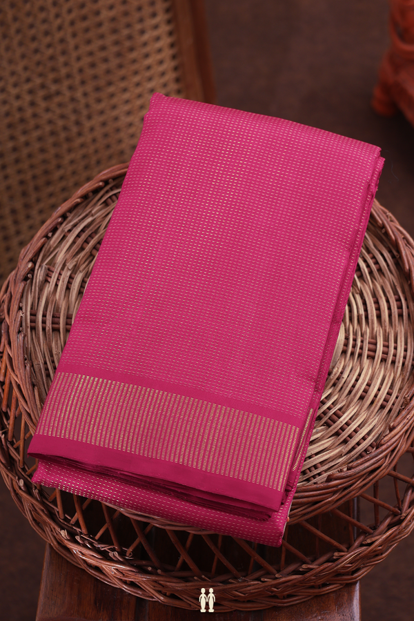 Kanchipuram Silk Saree In Dark Pink With Stripes Design