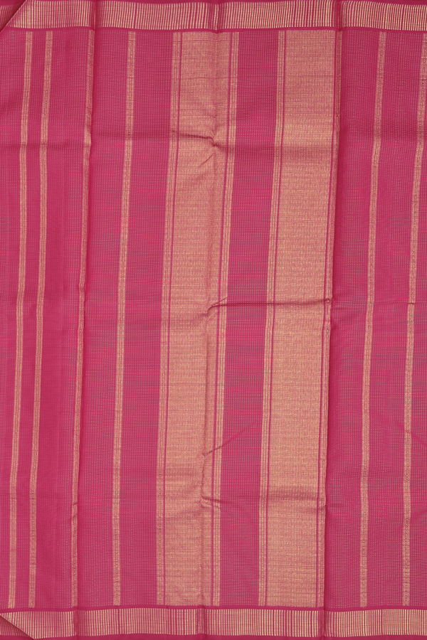 Kanchipuram Silk Saree In Dark Pink With Stripes Design