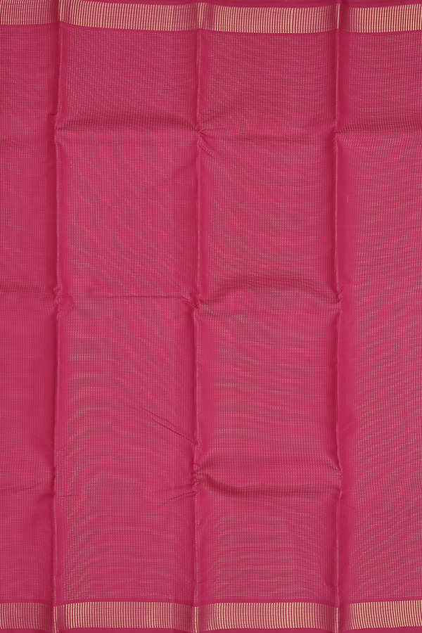 Kanchipuram Silk Saree In Dark Pink With Stripes Design