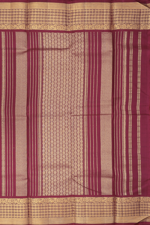 Kanchipuram Silk Saree In Burgundy Red With Rudraksh Border