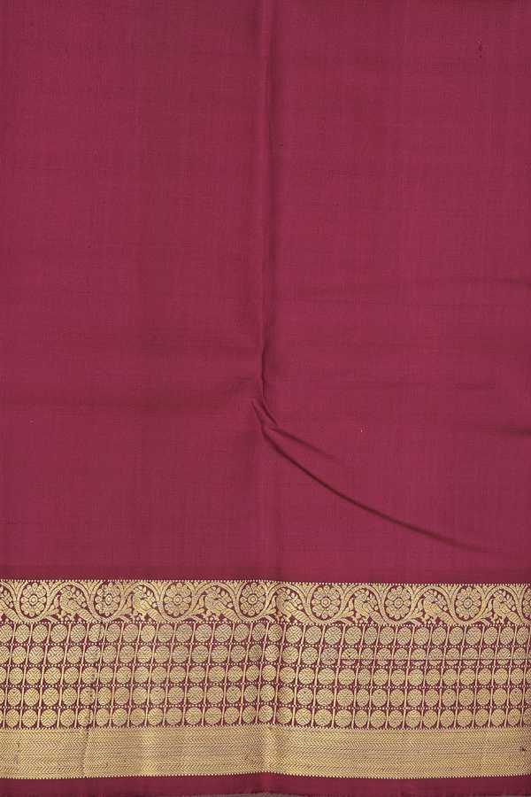 Kanchipuram Silk Saree In Burgundy Red With Rudraksh Border