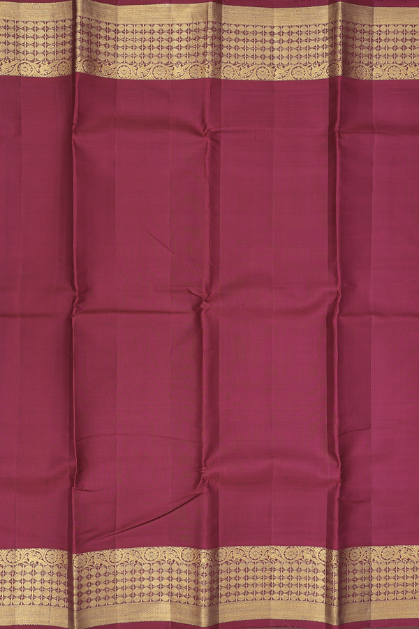 Kanchipuram Silk Saree In Burgundy Red With Rudraksh Border